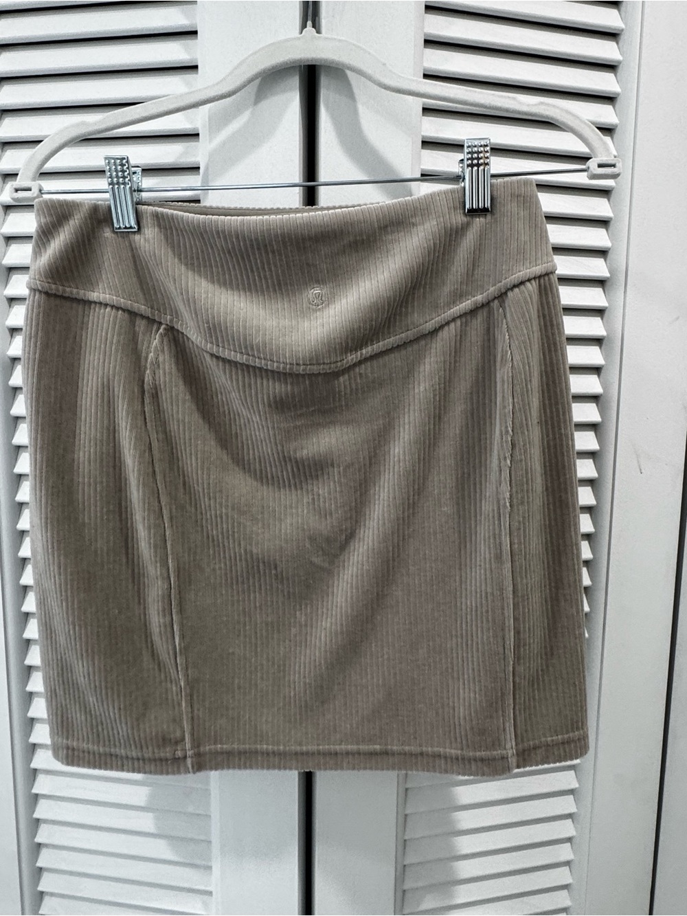 lululemon athletica Taupe Ribbed Cord Mini Skirt